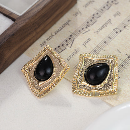 Silver Needle Diamond Water Drop Earrings