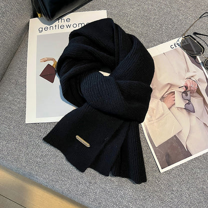 New Knitted Solid Color Small Scarf Thickened Scarf