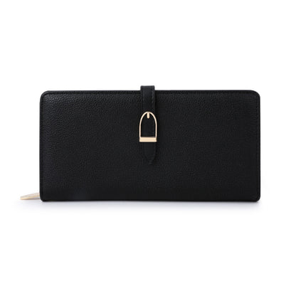 Dark Faux Cowhide Women Long Wallet