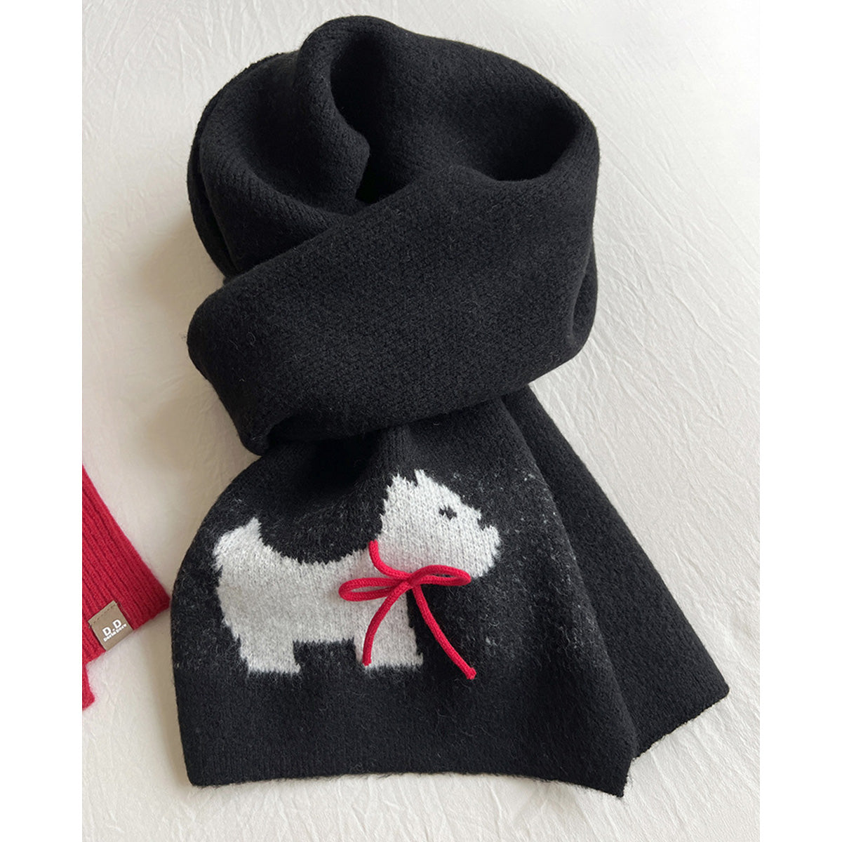 Bowknot Puppy Knitted Warm Scarf