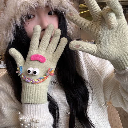Funny Gloves Warm Fleece-lined Touch-screen Knitted Gloves
