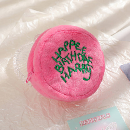 Korean Round Pink Plush Coin Purse