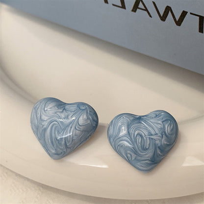 Oil Dripping Love Fashion Heart Earrings