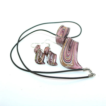 Chinese Style Handmade Spiral Knife Multi-Color Earrings Necklace Set