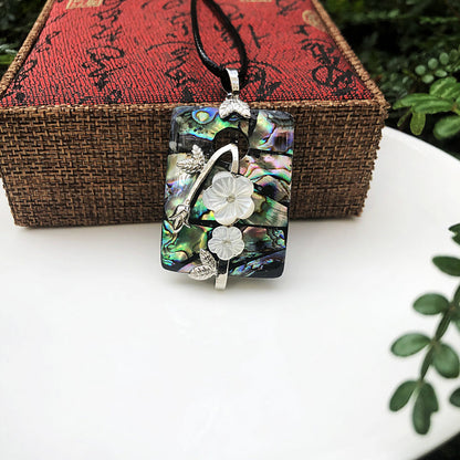 Shell Flower Necklace Tree of Life Braided Pendant