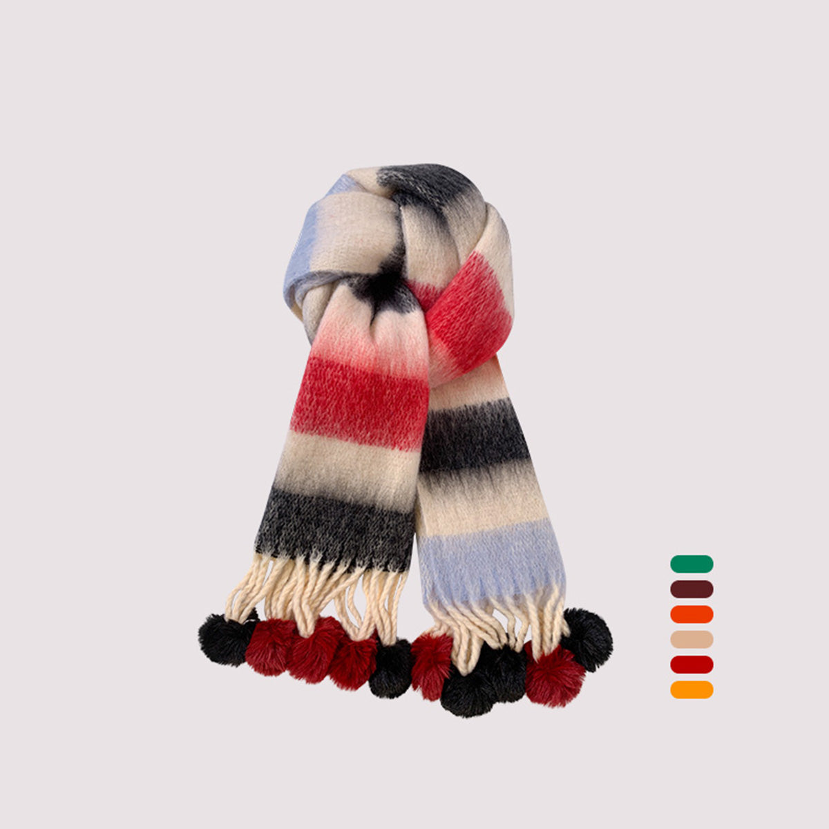 Rainbow Striped Scarf for Women Winter Scarf