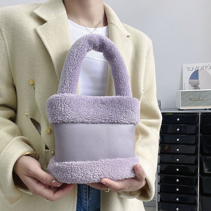Furry Women Bag Leather Fur Fashionable Plush Bag Handbag
