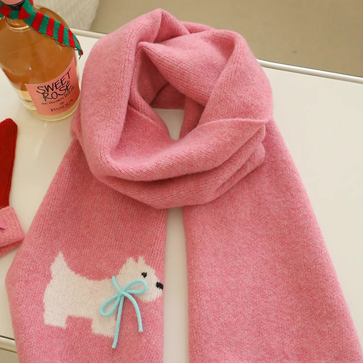 Bowknot Puppy Knitted Warm Scarf