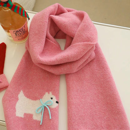 Bowknot Puppy Knitted Warm Scarf