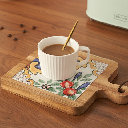 Solid Wood Retro Tile Placemat, Teat Insulation Placemat