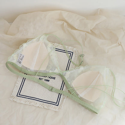 French Heavy Embroidery Lace Hollowed-Out Bra