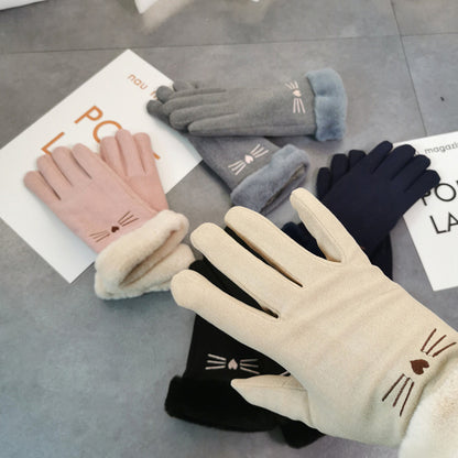 Women's Winter Velvet Gloves Warm Touch Screen Gloves
