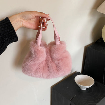 Pleated Plush Bag Handbag Crossbody Bag