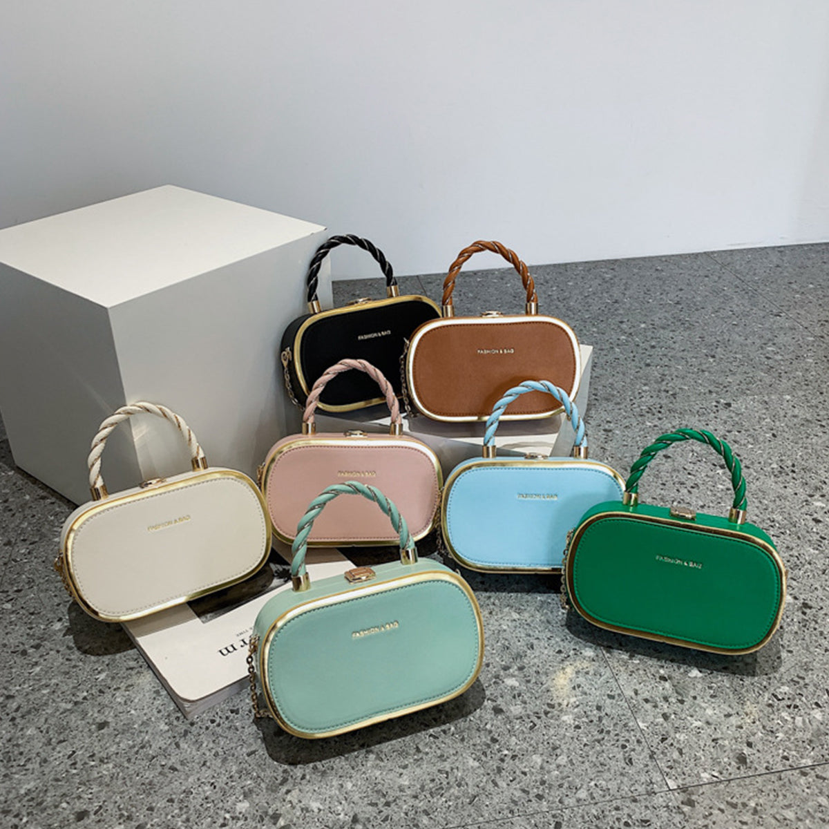 Chain Box Bag Candy Color Crossbody Commuter Bag
