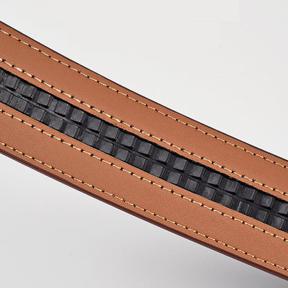 Two-Layer Cowhide Business Alloy Genuine Leather Belt
