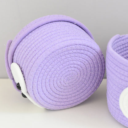 Purple Big Eye Cotton Rope Woven Storage Basket