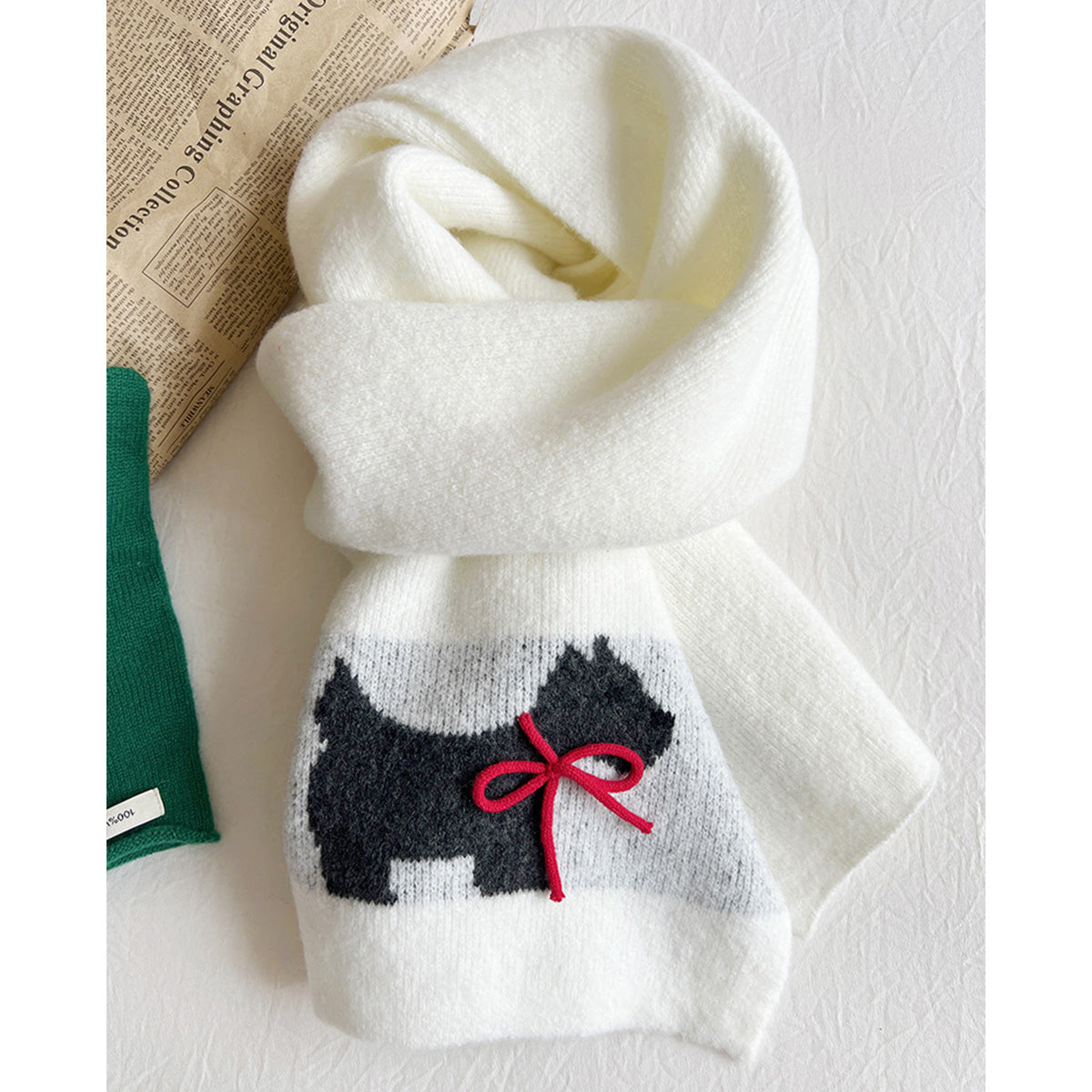 Bowknot Puppy Knitted Warm Scarf