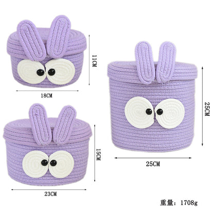 Purple Big Eye Cotton Rope Woven Storage Basket
