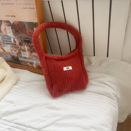 Autumn Winter Wool Knitted Solid Color Handbag