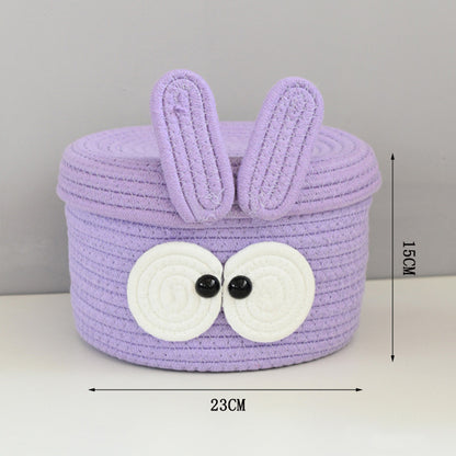 Purple Big Eye Cotton Rope Woven Storage Basket