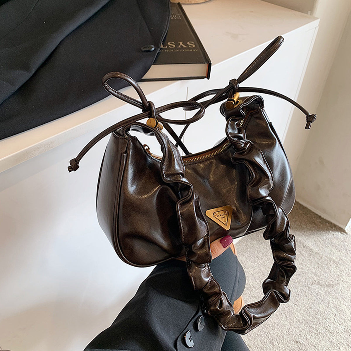 Pleated underarm shoulder crossbody bag