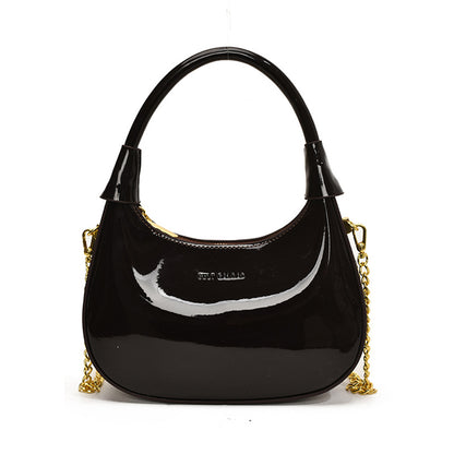 Burgundy Patent Leather  Handbag U-shaped Dumpling Bag
