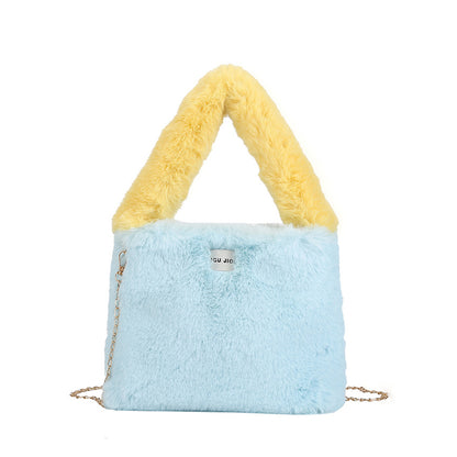Autumn Winter Crossbody Plush Bucket Bag