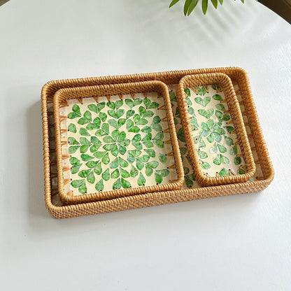 Rattan Shell Fruit Tray Rectangular Tray Three-Piece Set