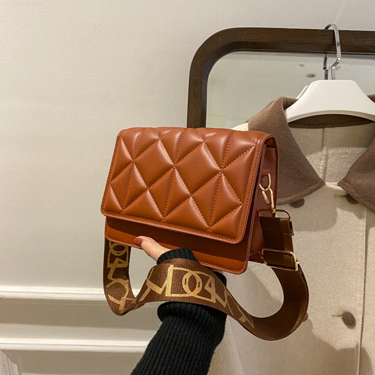 Solid Color Handbags Crossbody Small Square Bags
