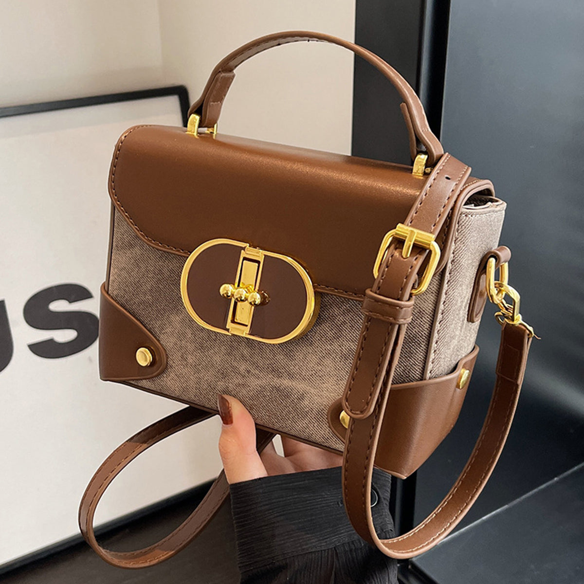 Retro Shoulder Messenger Bag Handbag Small Square Bag
