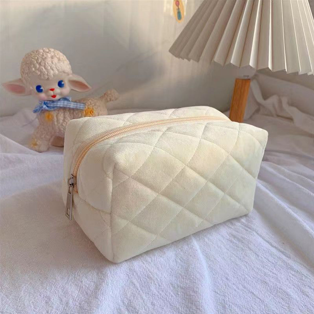 Diamond Quilted Cosmetic Bag Hand-held Storage Bag