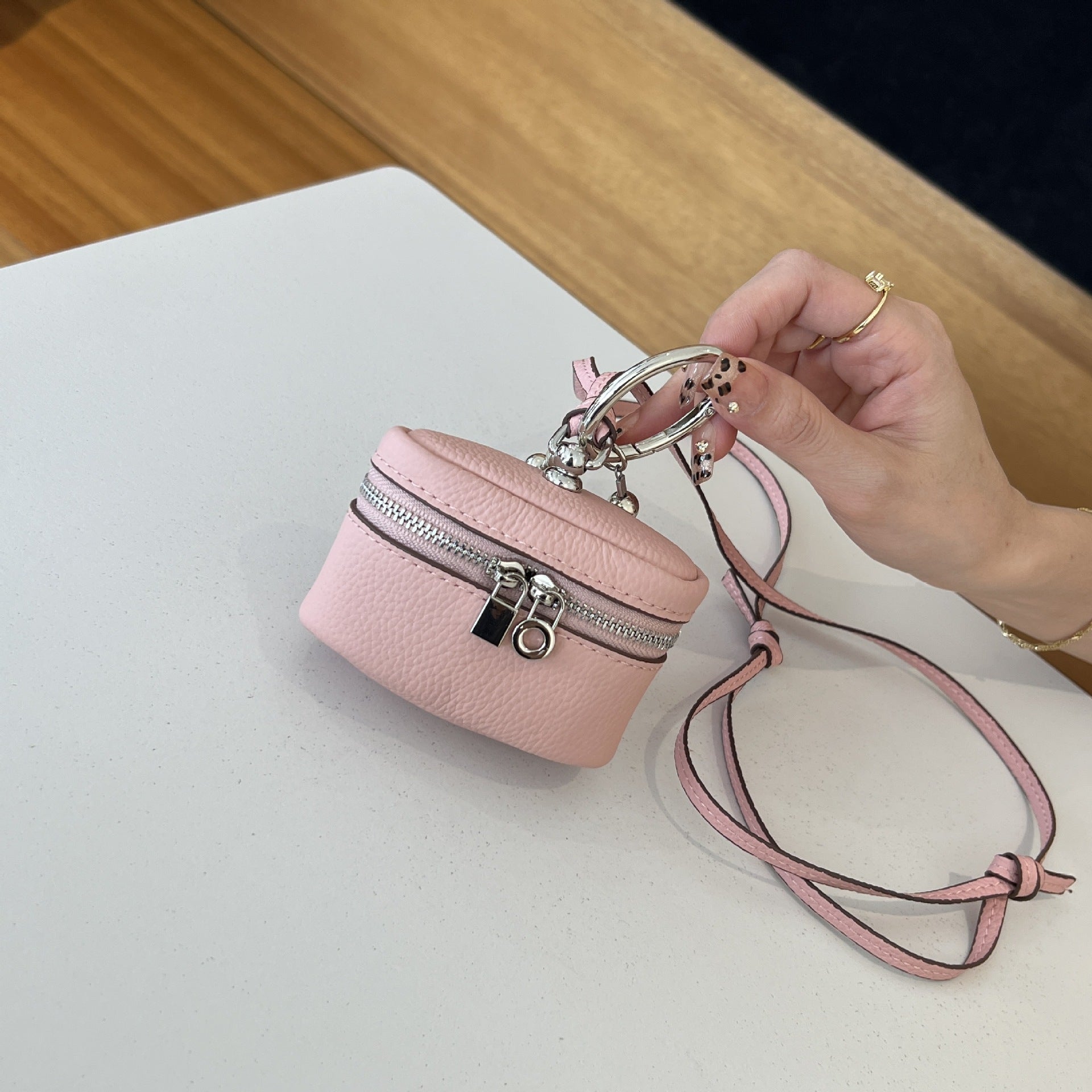 Genuine Cowhide Leather Crossbody Bag - Compact Multi-Use Pouch for Coins, Lipstick, Earphones | Instagrammable Minimalist Neck Bag