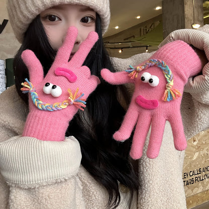 Funny Gloves Warm Fleece-lined Touch-screen Knitted Gloves
