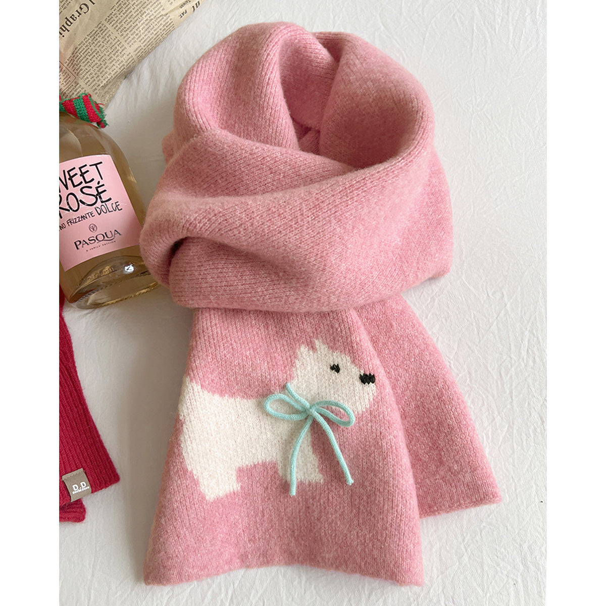 Bowknot Puppy Knitted Warm Scarf