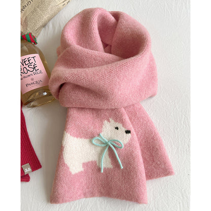 Bowknot Puppy Knitted Warm Scarf