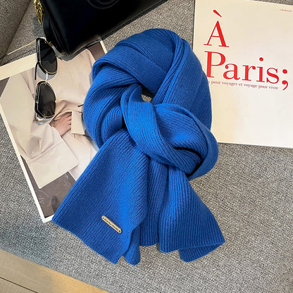 New Knitted Solid Color Small Scarf Thickened Scarf