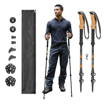 LAPOLAR Lightweight Aircraft-Grade Aluminum Alpenstocks with Extended Down Grip Plus Tip Kit