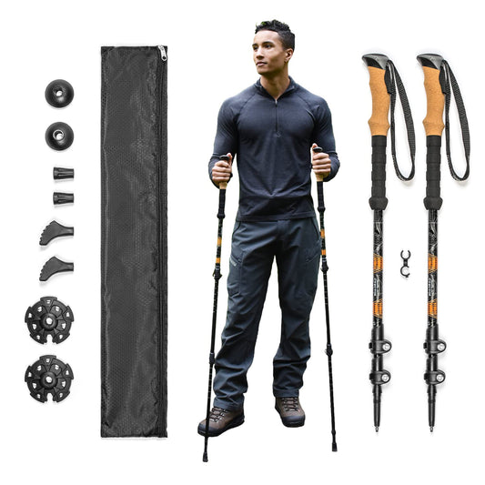 LAPOLAR Lightweight Aircraft-Grade Aluminum Alpenstocks with Extended Down Grip Plus Tip Kit