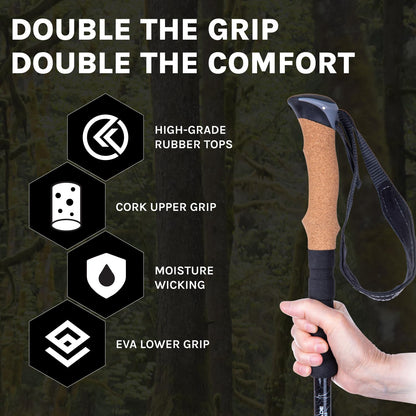 LAPOLAR Lightweight Aircraft-Grade Aluminum Alpenstocks with Extended Down Grip Plus Tip Kit