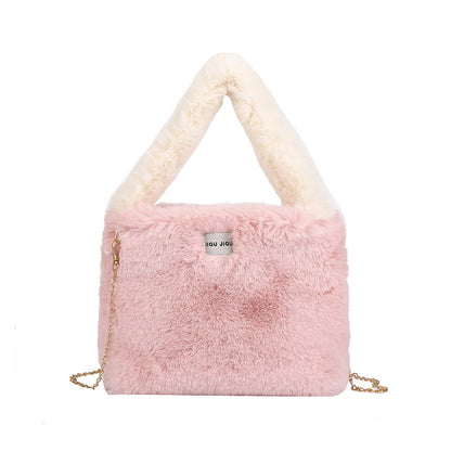 Autumn Winter Crossbody Plush Bucket Bag