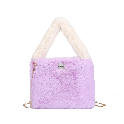 Autumn Winter Crossbody Plush Bucket Bag